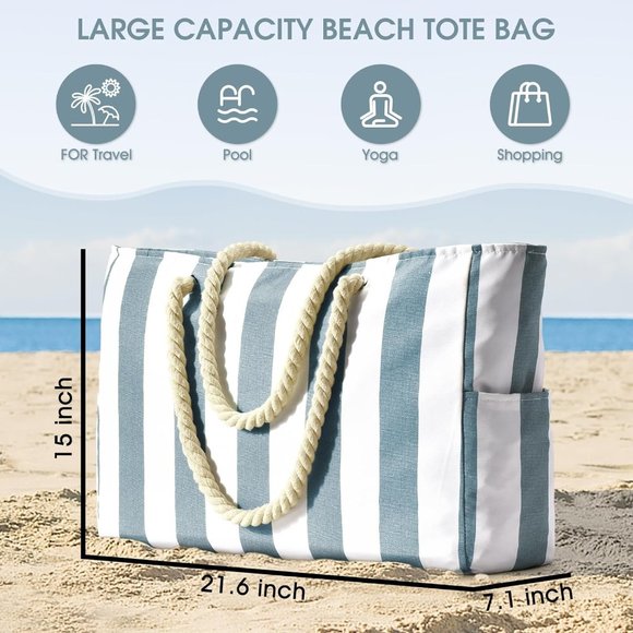 Beach Bags for Women, Pool Bag Waterproof Sandproof Beach Bag Large - Picture 1 of 7